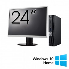 Pachet Calculator Refurbished DELL OptiPlex 7060 Mini PC, Intel Core i5-8500T 2.10 - 3.50GHz, 16GB DDR4, 512GB SSD + Monitor 24 Inch + Windows 10 Home